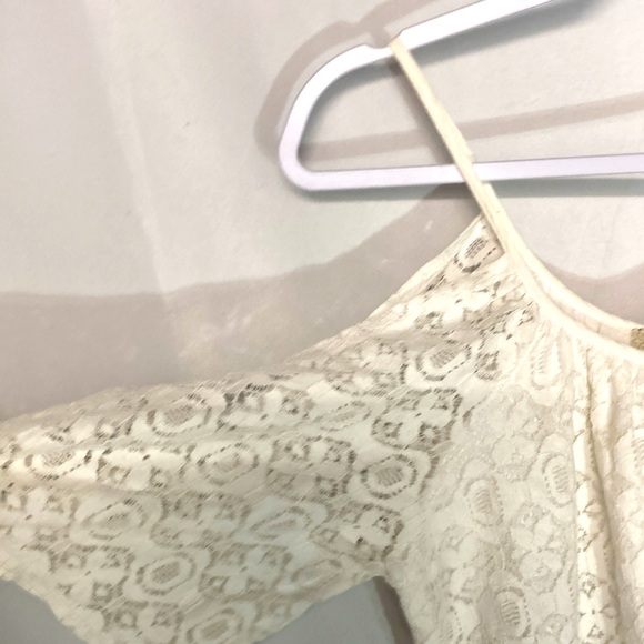 52-4 GB Gianni Bini white lace cold shoulder mini dress top L - Picture 3 of 9